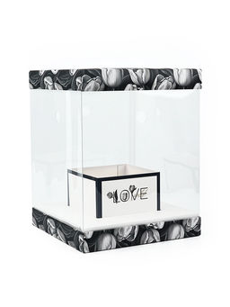 Коробка для цветов с вазой и пластиковыми окнами складная «Чёрно-белая эстетика», 23×30×23 см