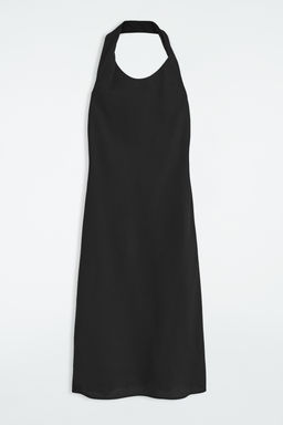VESTIDO CON CUELLO HALTER EN MEZCLA DE LINO