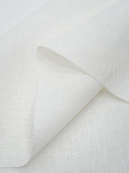 Льняной жаккард Елочка цв.белый, ш.1.5 м, лен-100%, 280гр/м.кв - Купава фото 5