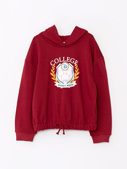 Kap??onlu Mickey Mouse Bask?l? Uzun Kollu K?z ?ocuk Sweatshirt