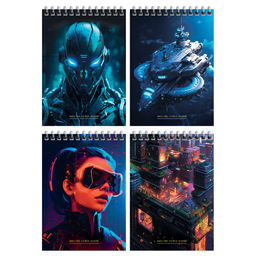 Блокнот А6 80л. на гребне "Cyber world" ("BG", Б6гр80_лм_тф 12779) твердая обложка, матовая ламинация, тиснение фольгой