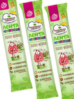 Цена за 10шт Фруктовая лента Яблоко + Малина, 15 г