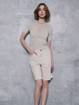 CONTE CON-644 Джинсовые шорты высокой посадкой ecru