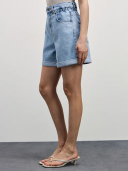 Джинсовые шорты baggy с резинкой в поясе / Zarina  фото 4