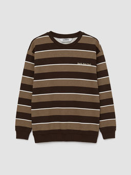 Bisiklet Yaka ?izgili Erkek ?ocuk Sweatshirt