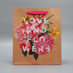 Пакет крафтовый вертикальный Love and flowers, 23 х 27 х 11,5 см - Дарите счастье фото 2