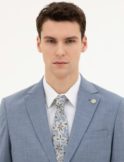 A__k Mavi Slim Fit Y_n Tak_m Elbise