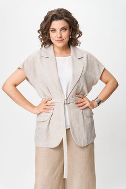 Костюм Michel Chic 1429 бежевый белый полоска фото 4