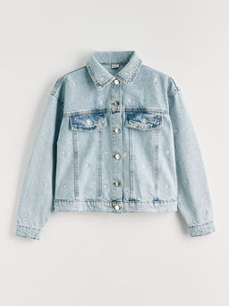 ?i?ek Nak??l? K?z ?ocuk Jean Ceket