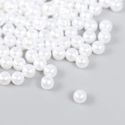 Бусины «Рукоделие» пластик, диаметр 6 мм, 25 г, снежно-белый