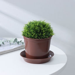 Цена за 5 шт. Горшок для цветов с поддоном «Доляна», 800 мл, пластиковый, коричневый, оттенок МИКС