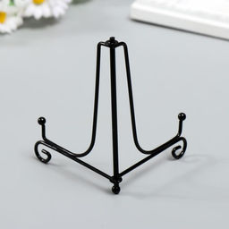 Цена за 5 шт. Подставка для тарелок d=13-15 см «Узорная», металл, 12.5×8.5 см, чёрная