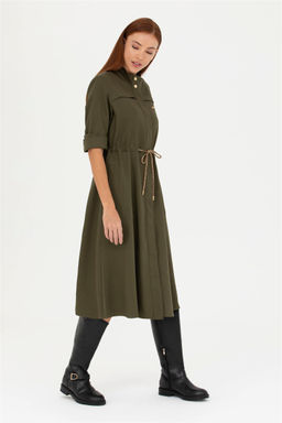 Женское тканое платье темного цвета хаки Неожиданная скидка в корзине - U.s. polo assn фото 4