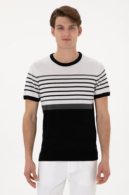 Erkek Slim Fit Bisiklet Yaka Siyah Ti__rt Sepette S_rpriz _ndirim