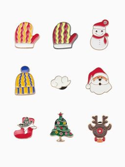 Цена за 12 шт. Значки Новогодняя сказка форма МИКС, разноцветный