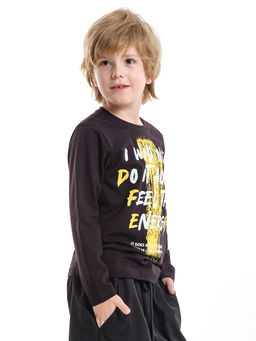 Лонгслив для мальчика подростковый черный с принтом на рукаве UD 7960 черный - Mini maxi фото 6