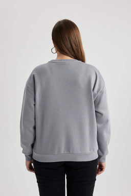 Плотный свитшот Relax Fit с круглым вырезом - Defacto фото 10