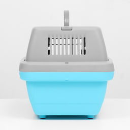 Переноска пластиковая Неон 48х32х29,5 см, вес животного до 12 кг, серо-голубая - Пижон фото 4