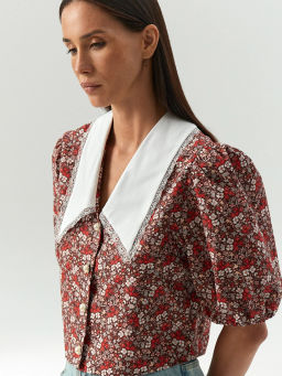 Emka / Укороченная блузка с воротником  фото 5