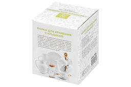 Банка д/хранения 800 мл 11*11*12,5 см "Веточки-цветочки" с дер. крышк. с сил. упл.