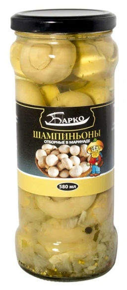 Шампиньоны марин. ст/б 580 мл  "Барко", , шт