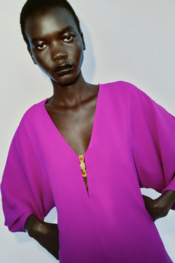 MONO CORTO FORNITURA MANGA ANCHA / Fucsia oscuro - Zara фото 3