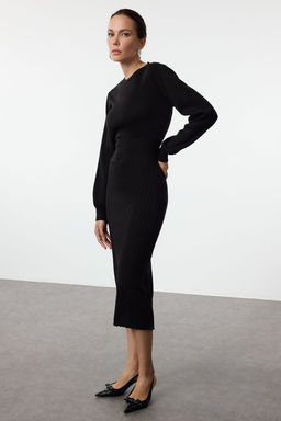 TRENDYOLMILLA Siyah Midi Triko A-Line Formda Elbise TWOAW25EL00023  фото 7