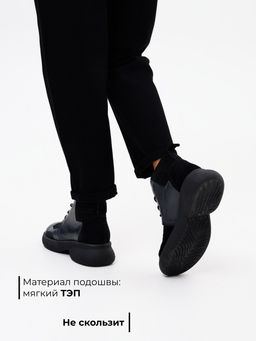 Ботинки EDART 305.927bl. Вакса черная+черная замша/байка  фото 7