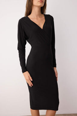 TRENDYOLMILLA Mor Yarasa Kol Detayl? Fitted/Vucuda Oturan Esnek Midi Orme Elbise TWOAW24EL00198  фото 3