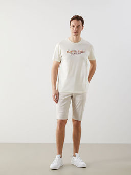 Bisiklet Yaka Bask?l? Penye Erkek Ti??rt