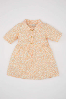 Мятое вискозное платье с короткими рукавами и цветочным принтом для маленьких девочек