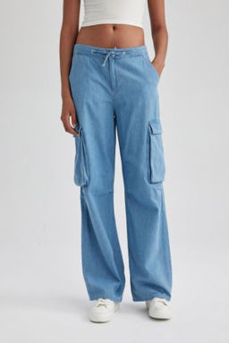 Straight Fit Duz Paca Kargo Cepli Normal Bel Uzun Jean Y?kamal? Pantolon