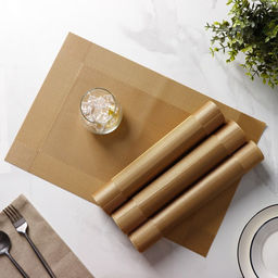 Салфетки сервировочные на стол Доляна «Шахматы», 45×30 см, 4 шт., карамельные