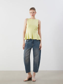 Kay?k Yaka Peplum Bluz