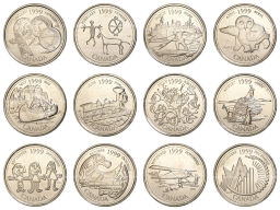 Набор монет 25 центов 1999 года Канада  12 месяцев