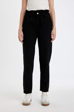 Джинсовые брюки длиной до щиколотки с эластичной резинкой на талии и бумажным пакетом