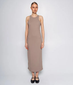 Платье #ОКТ095005, бежево-серый