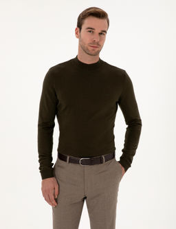 Haki Slim Fit Basic Kazak