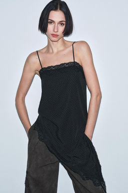 ZW COLLECTION ASYMMETRIC POLKA DOT TOP - Zara фото 2