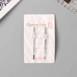 Цена за 2 шт. Невидимки для волос «Беат», набор 2 шт., лепесток, 6 см, серебро