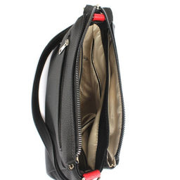 Сумка женская искусственная кожа ADEL-201/1в, 3отд, плеч/рем-стропа, черный/красный флотер 256596 - Adelia фото 3