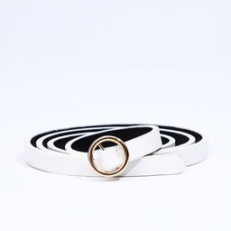 Ремень женский, ширина 1 см, пряжка металл, цвет белый