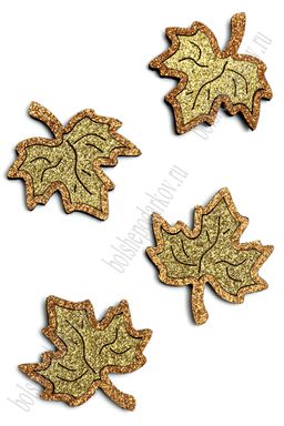 Лазерная вырубка из кожзама "Кленовый листик" 4*4,4 см (10 шт) несклеенная №3