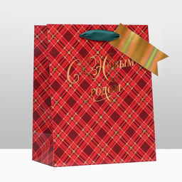 Пакет подарочный С Новым годом , клетка, люкс 18 х 22,3 х 10 см - Simaland фото 5