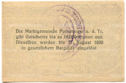 Банкнота 50 геллеров 1920 года Австрия  Поттенштайн (нотгельд)