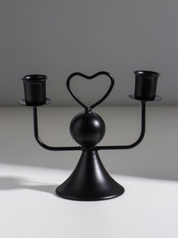 Подсвечник на 2 свечи Сердечко, d=2.5 см, чёрный, 14?7?12 см
