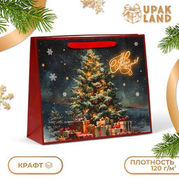 Цена за 2 шт. Пакет подарочный новогодний бумажный «Ёлка», 31×26×11 см