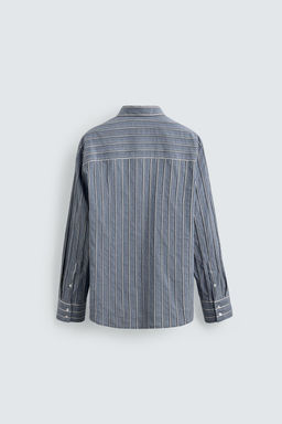 CAMISA RELAXED FIT JACQUARD RAYAS / Azul - Zara фото 9