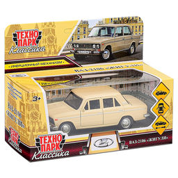 Машина металл ВАЗ-2106 Жигули 12 см, (двери, багаж, бежевый) инерц, в коробке