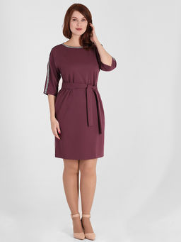 Ягодное платье нарядное с поясом - Almond фото 3